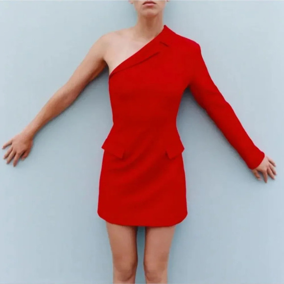 Zara One Shoulder Blazer Mini Dress - Picture 1 of 15